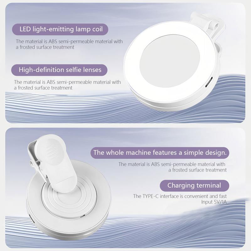 360° LED Ring Light with Mirror & Phone Holder ，3-In-1 Rechargeable Makeup Light for Live Streaming, Video Calls, Selfie (Portable, 3 Color Temperatures, Foldable),Halloween,Halloween Makeup