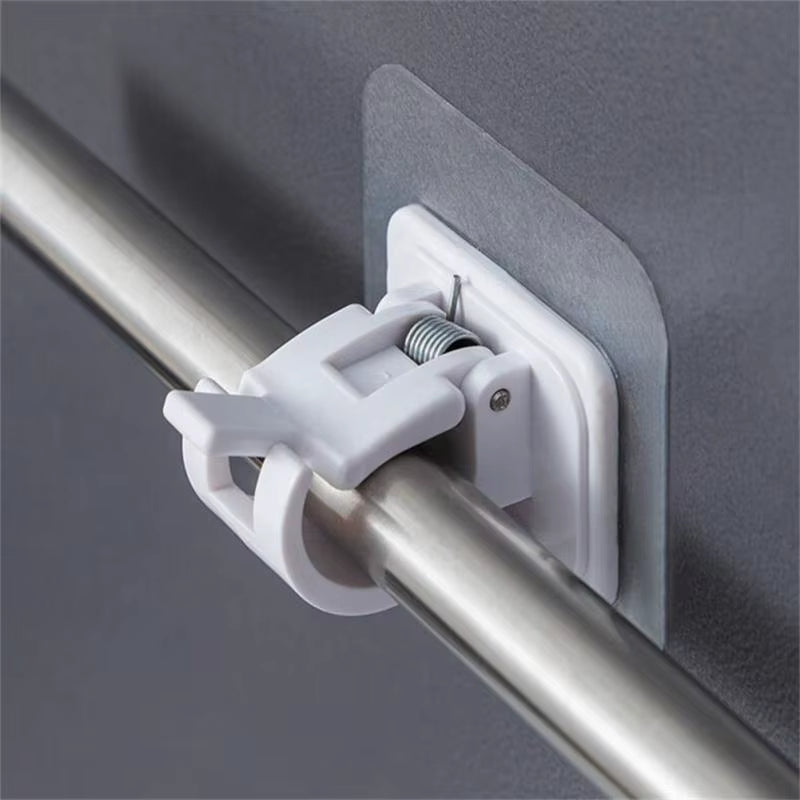 Versatile Plastic White Hanging Curtain Rods with Secure Clamp Hooks for Bathroom and Home Use