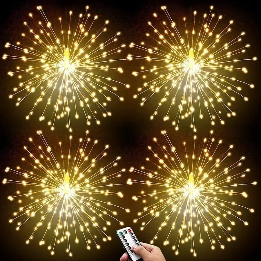 Firework Light 120/180/ 200 LED Starburst Light Battery Operated Christmas Party Globe Ball Copper Wire Hanging Fairy Light