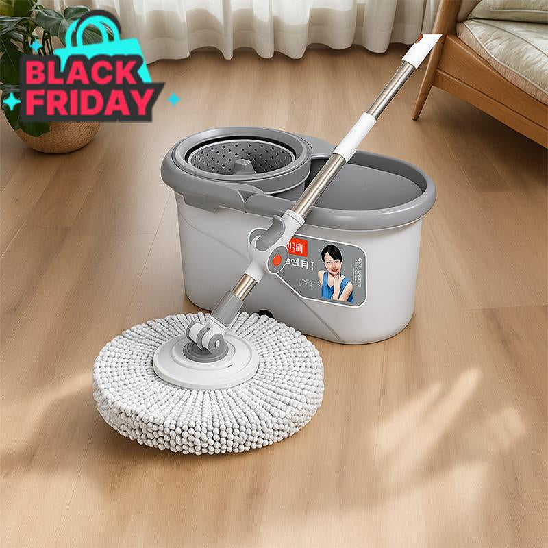 360° Spin Mop and Bucket Set with 2 Microfiber Refills, a Stainless Steel Adjustable Telescopic Pole, and a Plastic Bucket for Household General Cleaning. Wipes Steam Mop Roll Mop Magic Eraser Mop Super Mop.Tiktokshopblackfriday